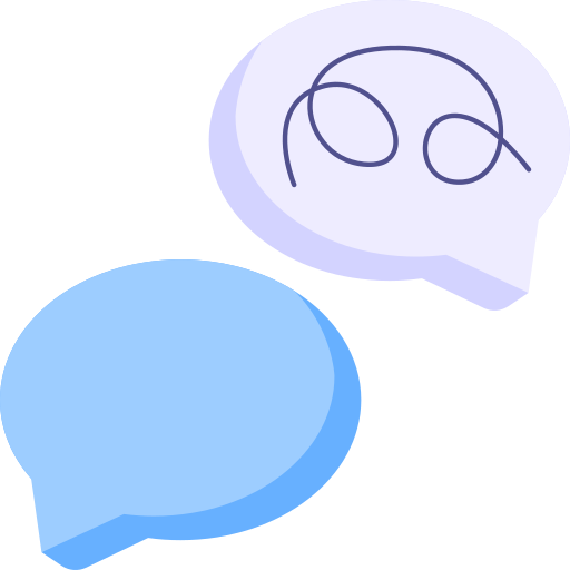 A cartoon speech bubble with wavy lines, indicating conversation during counselling.