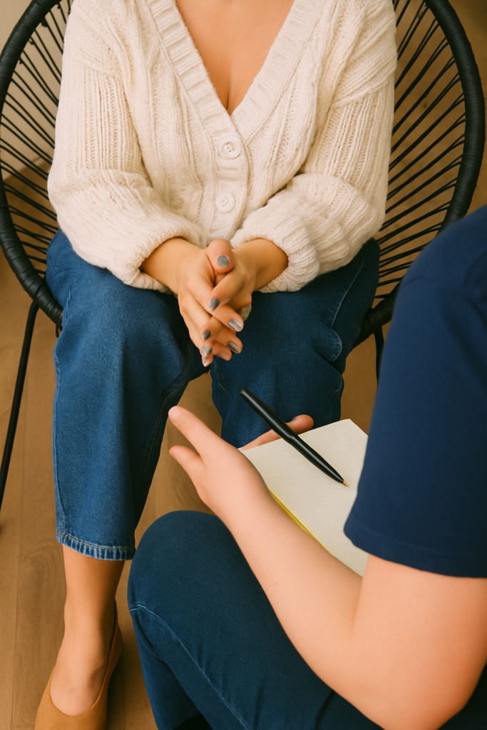 ProfessionaKaela Sussman providing counselling support during a session