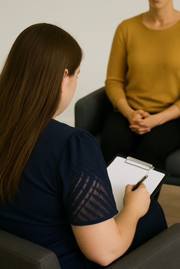 Counselling in Johannesburg showing an individual counselling session with counsellor listening