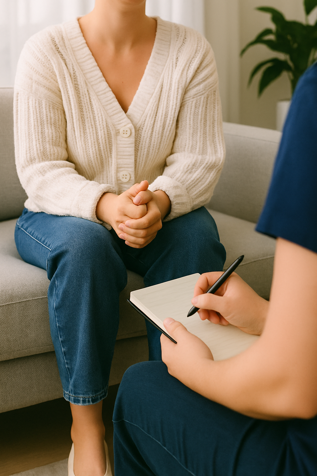 Counsellor sitting with individual client during a one-on-one counselling session
