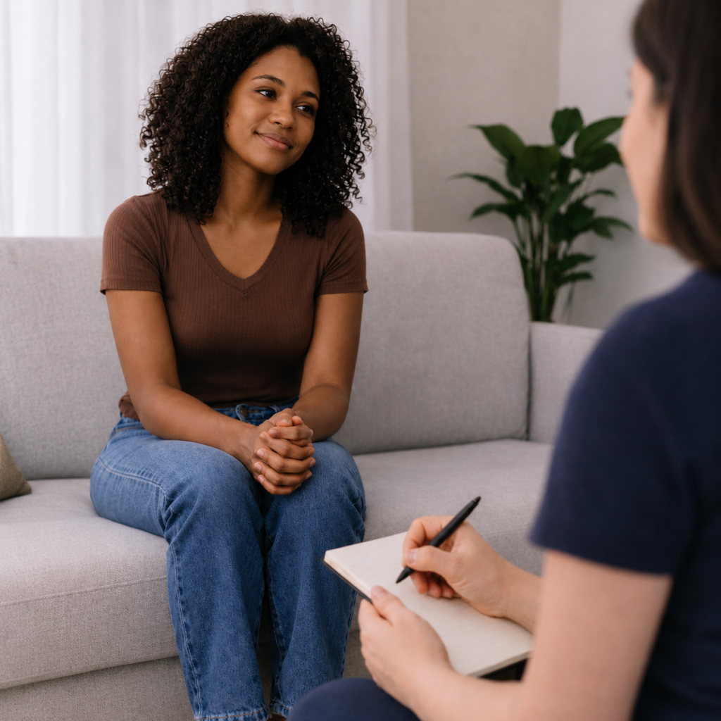 Individual counselling session in a calm and supportive therapy environment